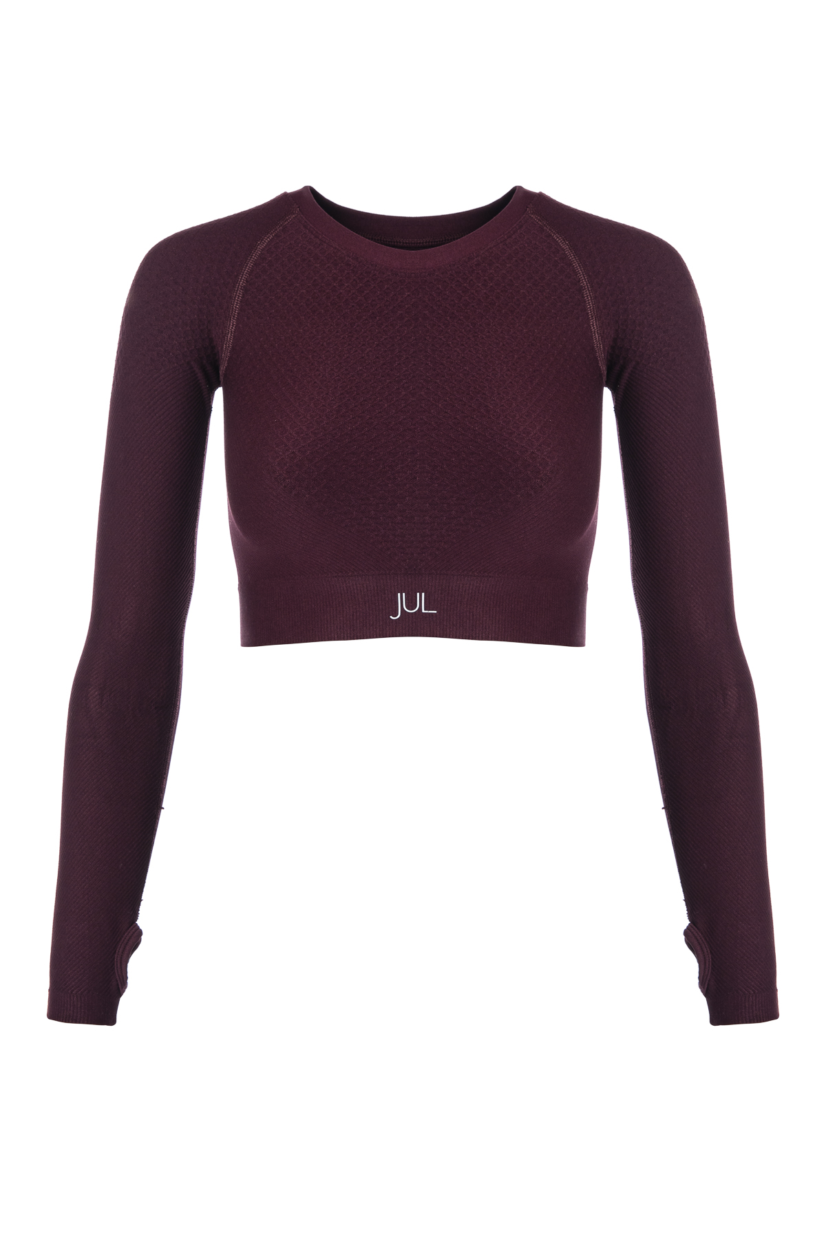 Fermuarlı Crop Top Bordo 5